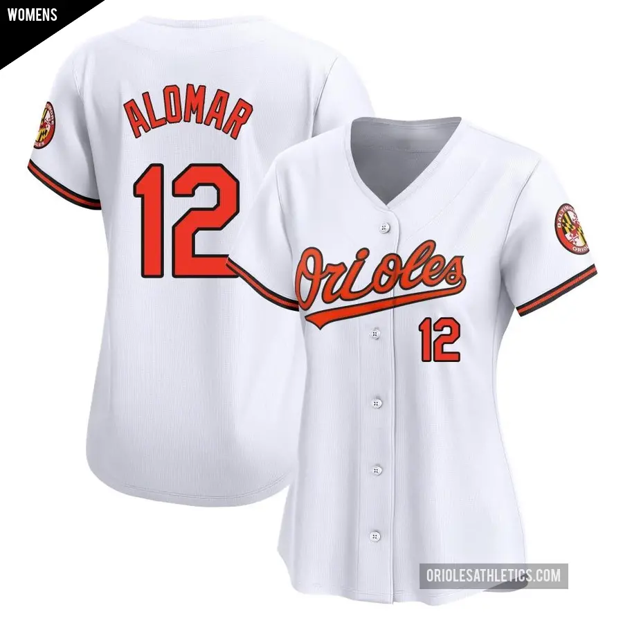 Women's Baltimore Orioles ＃12 Roberto Alomar Limited White Home Jersey