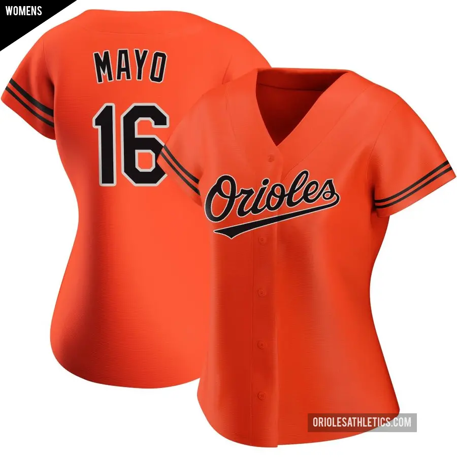 Women's Baltimore Orioles ＃16 Coby Mayo Authentic Orange Alternate Jersey