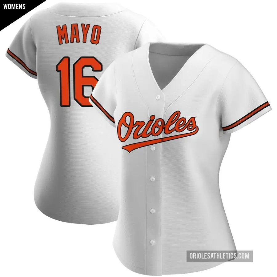 Women's Baltimore Orioles ＃16 Coby Mayo Authentic White Home Jersey