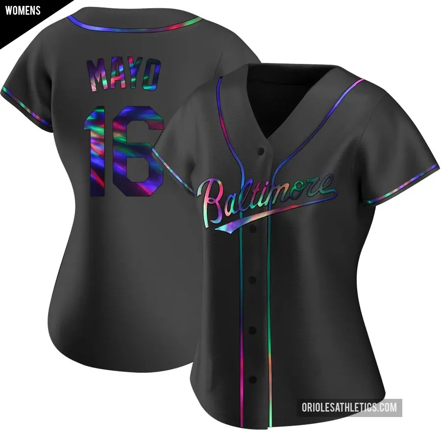 Women's Baltimore Orioles ＃16 Coby Mayo Replica Black Holographic Alternate Jersey