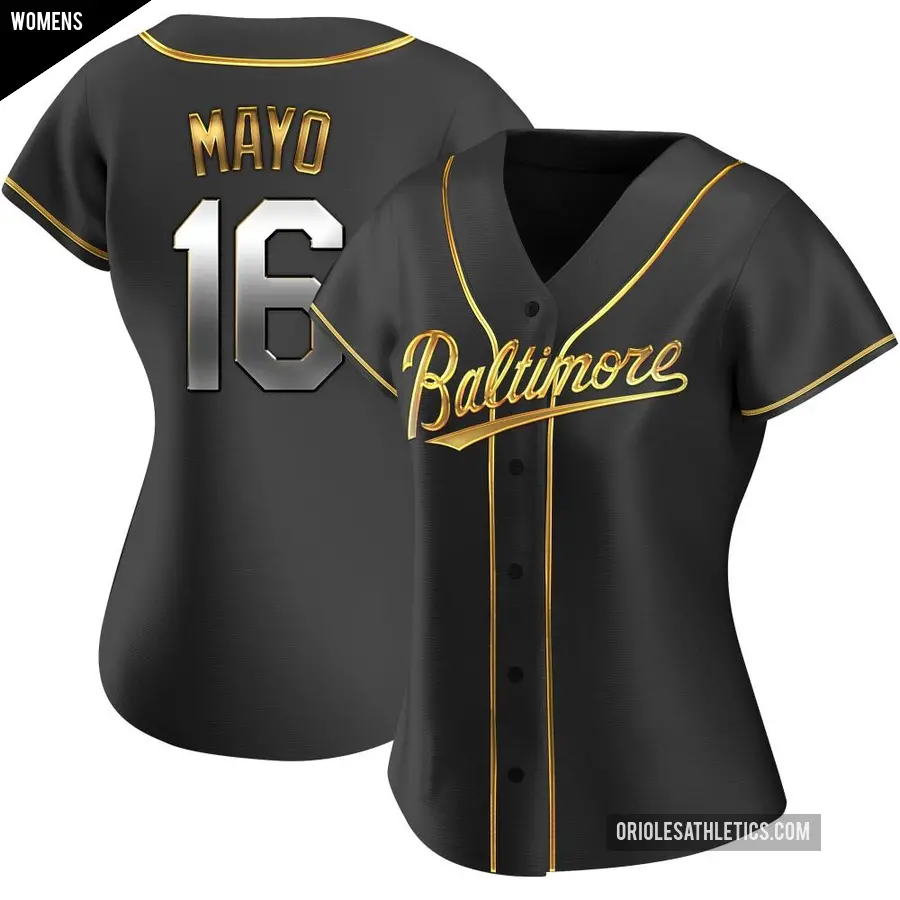 Women's Baltimore Orioles ＃16 Coby Mayo Replica Gold Black en Alternate Jersey