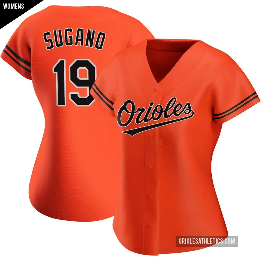 Women's Baltimore Orioles ＃19 Tomoyuki Sugano Authentic Orange Alternate Jersey