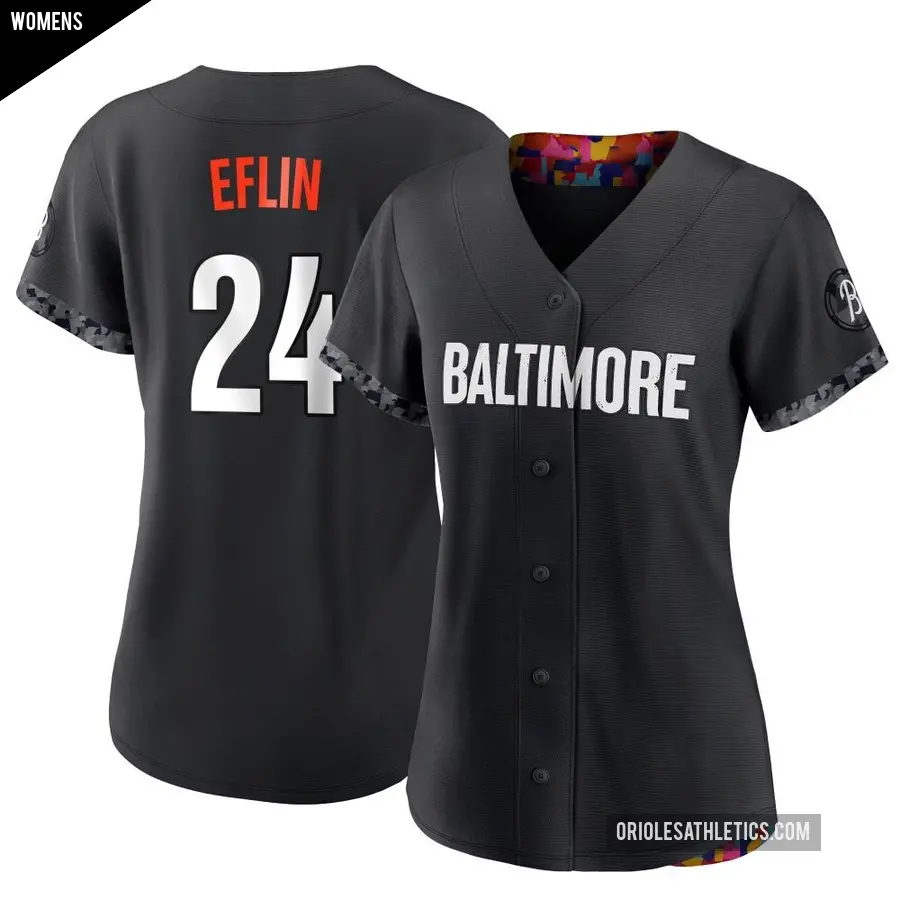 Women's Baltimore Orioles ＃24 Zach Eflin Authentic Black 2023 City Connect Jersey