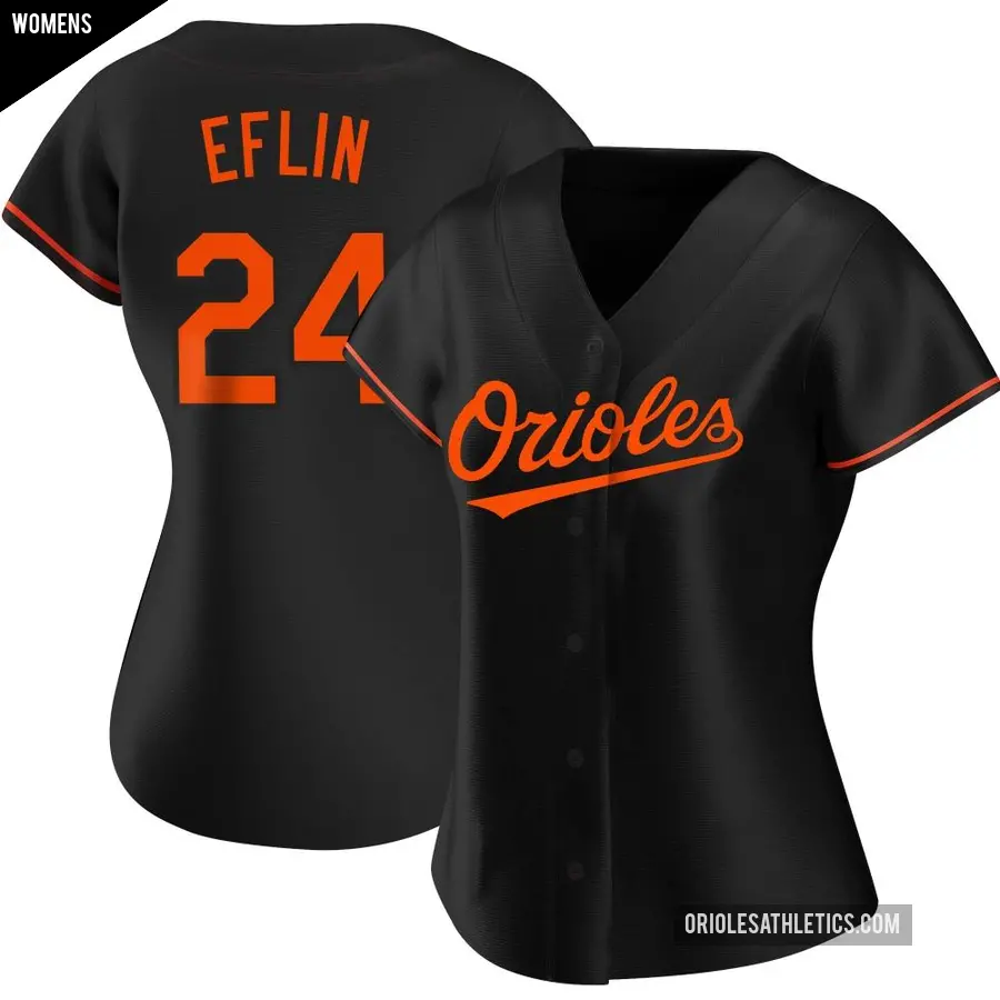 Women's Baltimore Orioles ＃24 Zach Eflin Authentic Black Alternate Jersey