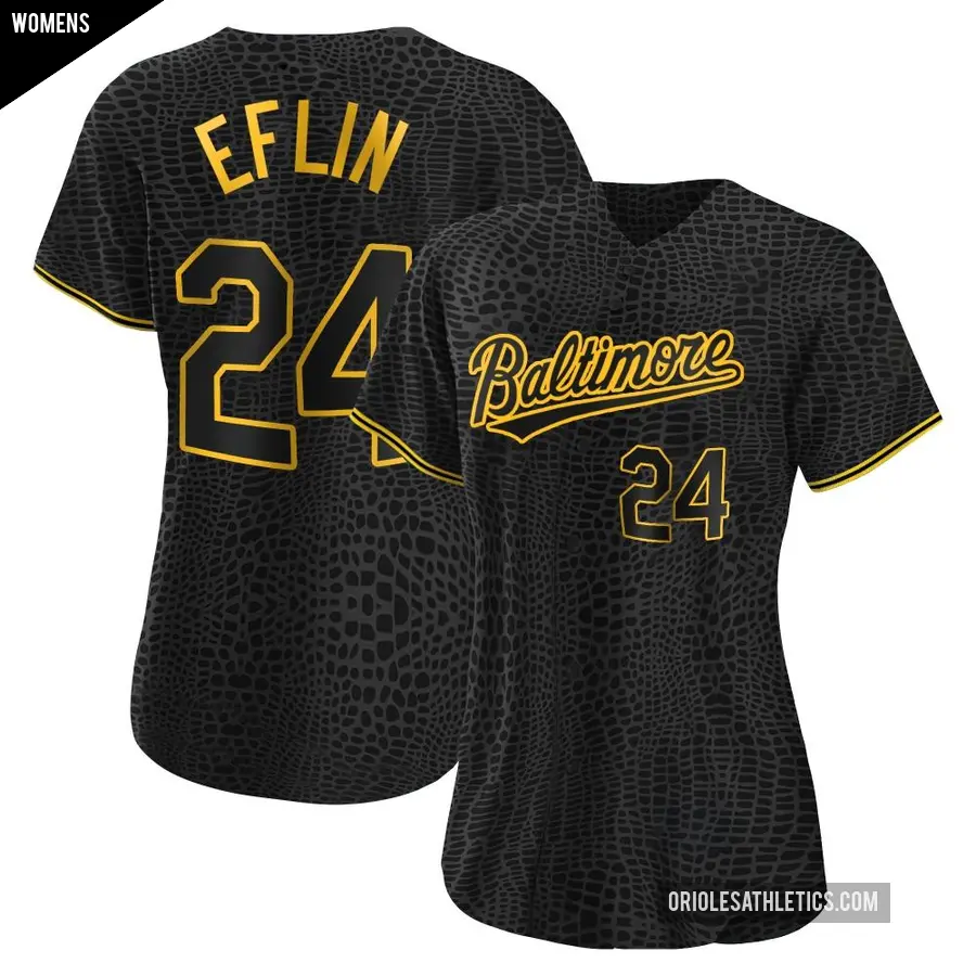 Women's Baltimore Orioles ＃24 Zach Eflin Authentic Black Snake Skin City Jersey