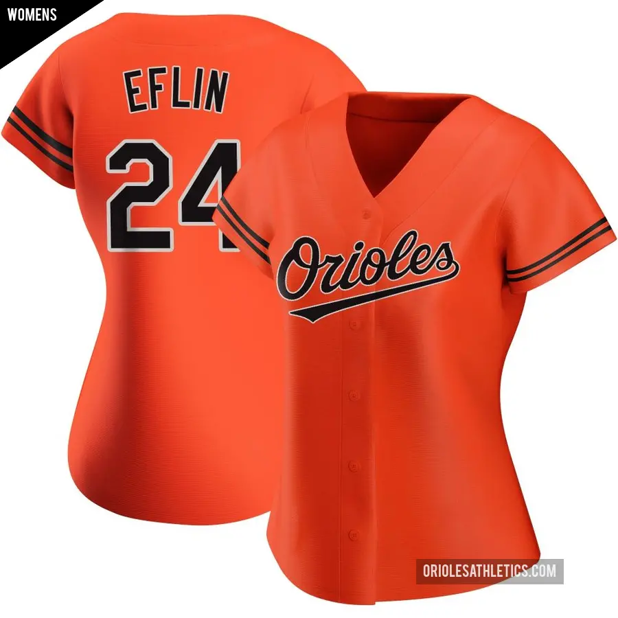Women's Baltimore Orioles ＃24 Zach Eflin Authentic Orange Alternate Jersey