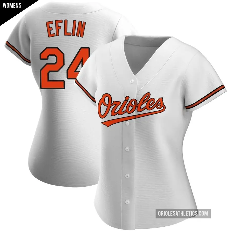 Women's Baltimore Orioles ＃24 Zach Eflin Authentic White Home Jersey