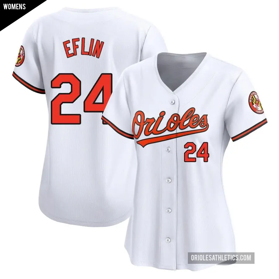 Women's Baltimore Orioles ＃24 Zach Eflin Limited White Home Jersey
