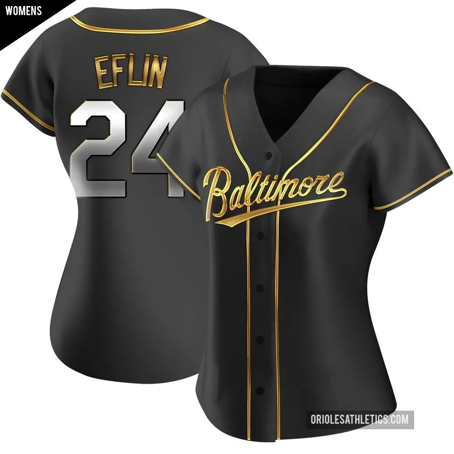 Women's Baltimore Orioles ＃24 Zach Eflin Replica Gold Black en Alternate Jersey
