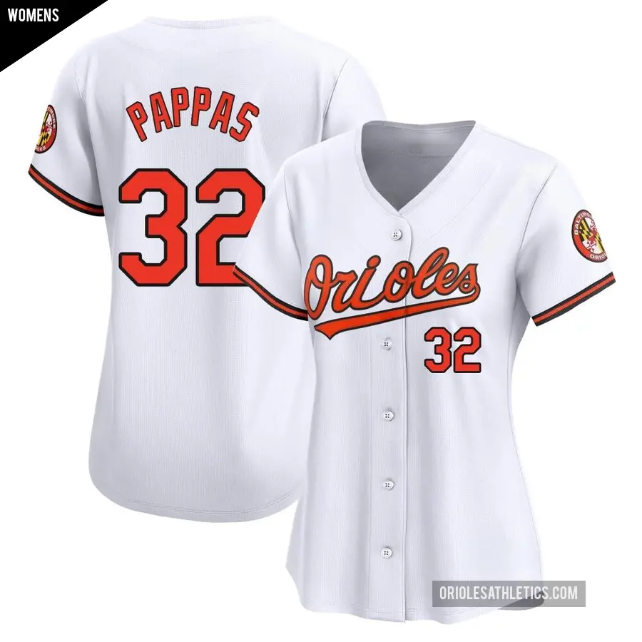 Women's Baltimore Orioles ＃32 Milt Pappas Limited White Home Jersey