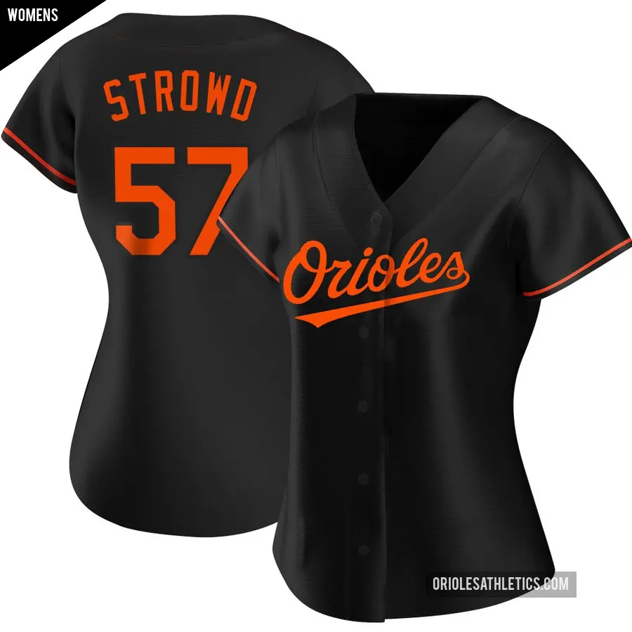 Women's Baltimore Orioles ＃57 Kade Strowd Authentic Black Alternate Jersey