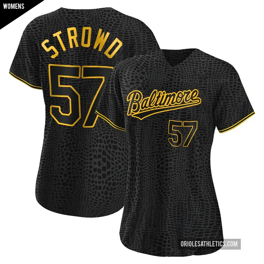 Women's Baltimore Orioles ＃57 Kade Strowd Authentic Black Snake Skin City Jersey