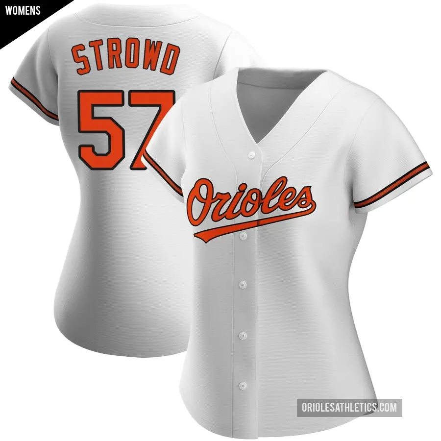 Women's Baltimore Orioles ＃57 Kade Strowd Replica White Home Jersey
