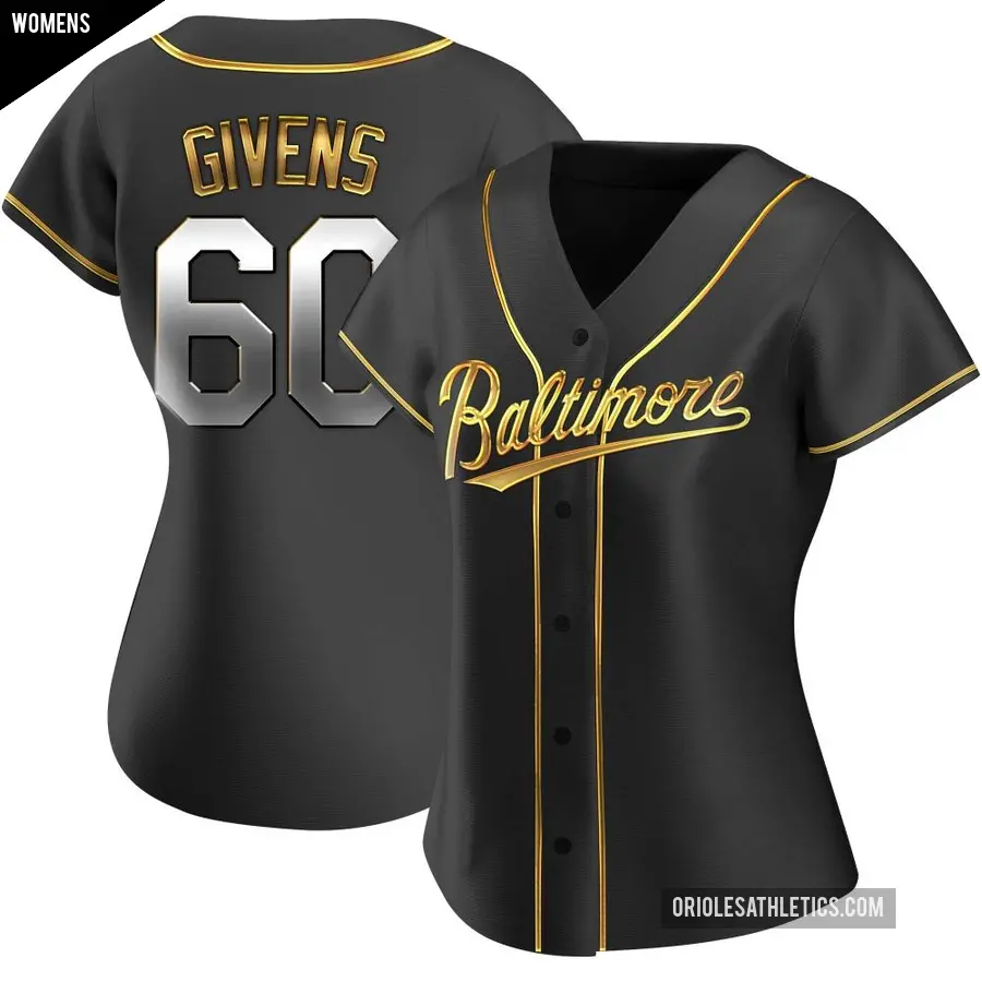 Women's Baltimore Orioles ＃60 Mychal Givens Replica Gold Black en Alternate Jersey
