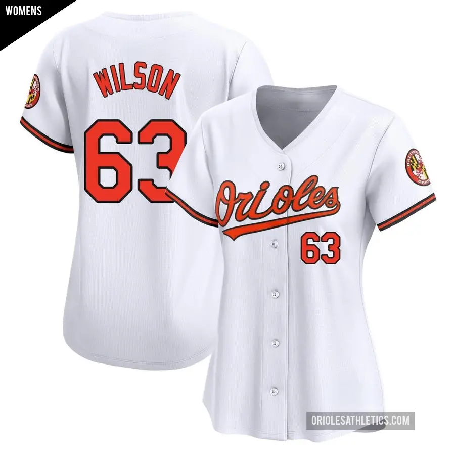Women's Baltimore Orioles ＃63 Tyler Wilson Limited White Home Jersey