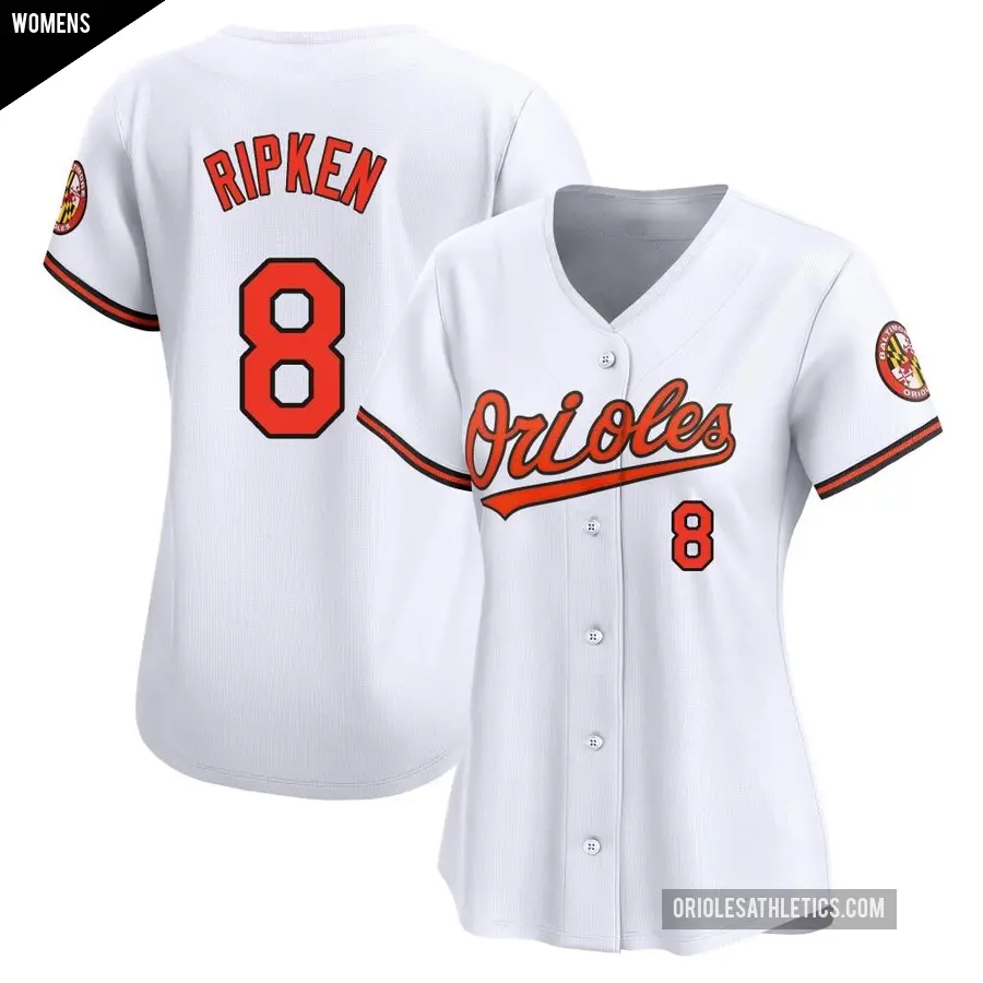 Women's Baltimore Orioles ＃8 Cal Ripken Limited White Home Jersey