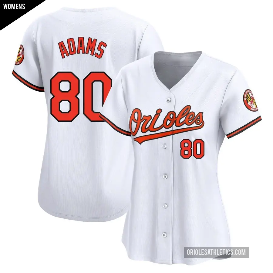 Women's Baltimore Orioles ＃80 Jordyn Adams Limited White Home Jersey