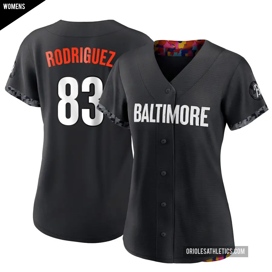Women's Baltimore Orioles ＃83 Elvin Rodriguez Replica Black 2023 City Connect Jersey