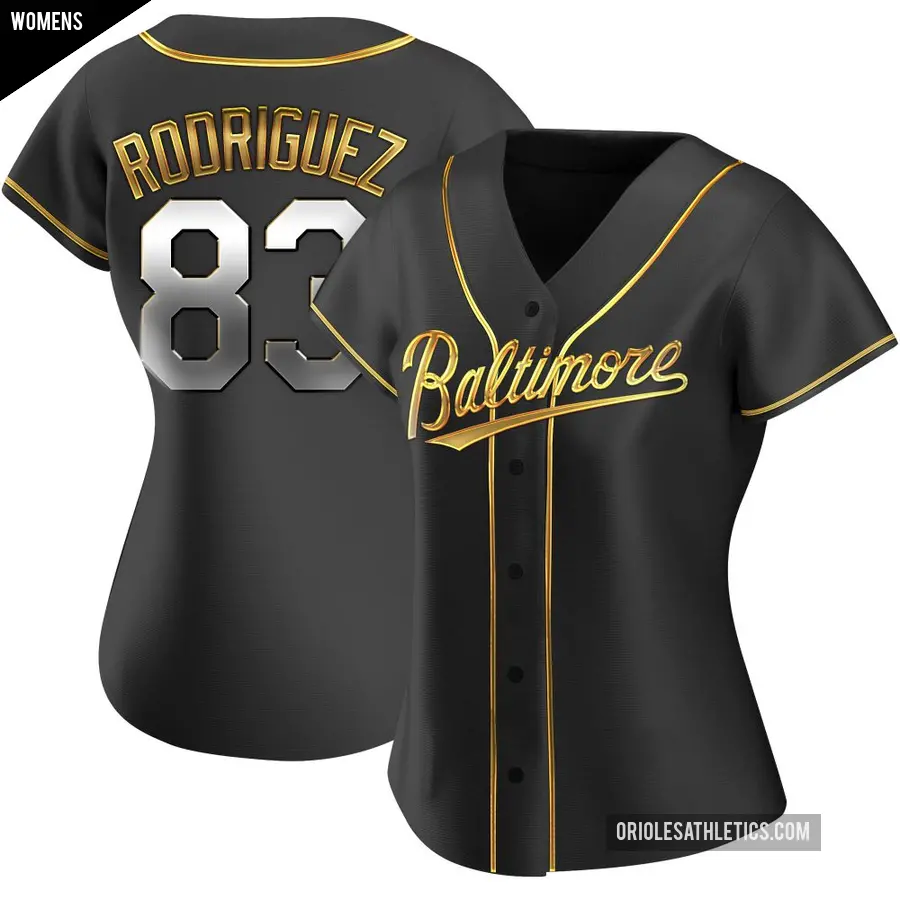 Women's Baltimore Orioles ＃83 Elvin Rodriguez Replica Gold Black en Alternate Jersey