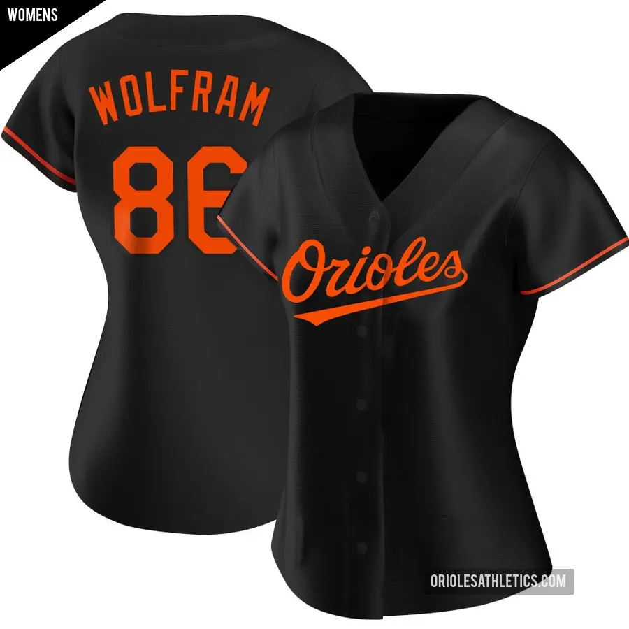 Women's Baltimore Orioles ＃86 Grant Wolfram Authentic Black Alternate Jersey