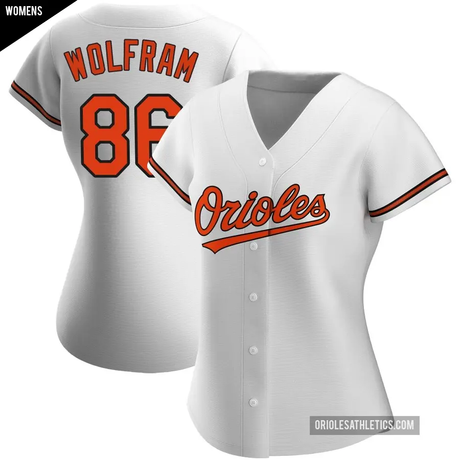 Women's Baltimore Orioles ＃86 Grant Wolfram Authentic White Home Jersey