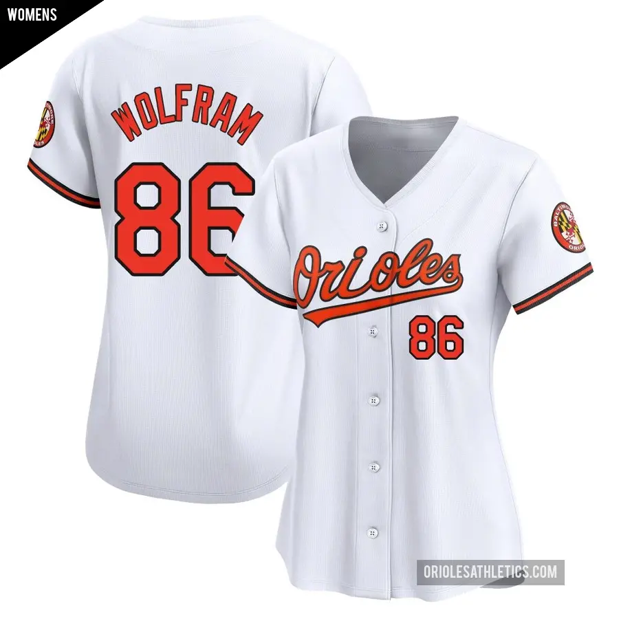 Women's Baltimore Orioles ＃86 Grant Wolfram Limited White Home Jersey
