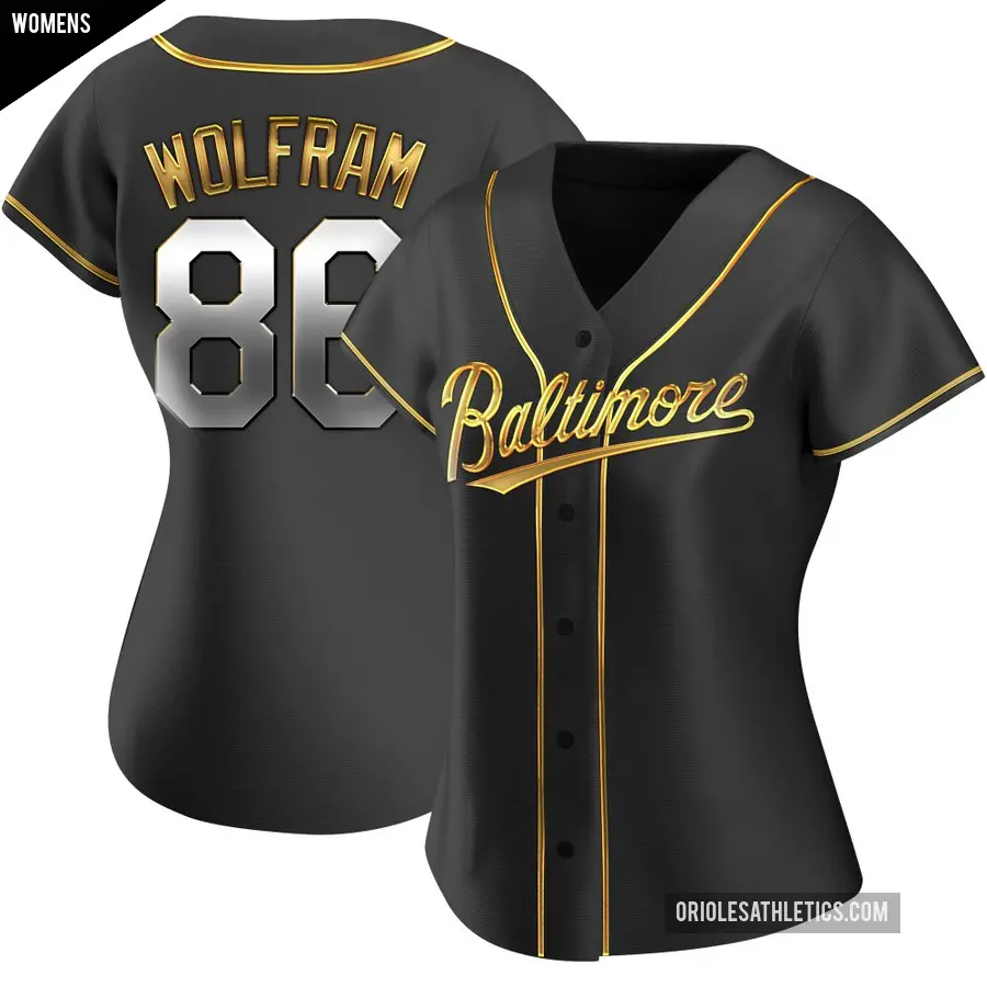 Women's Baltimore Orioles ＃86 Grant Wolfram Replica Gold Black en Alternate Jersey
