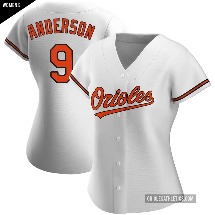 Women's Baltimore Orioles ＃9 Brady Anderson Authentic White Home Jersey