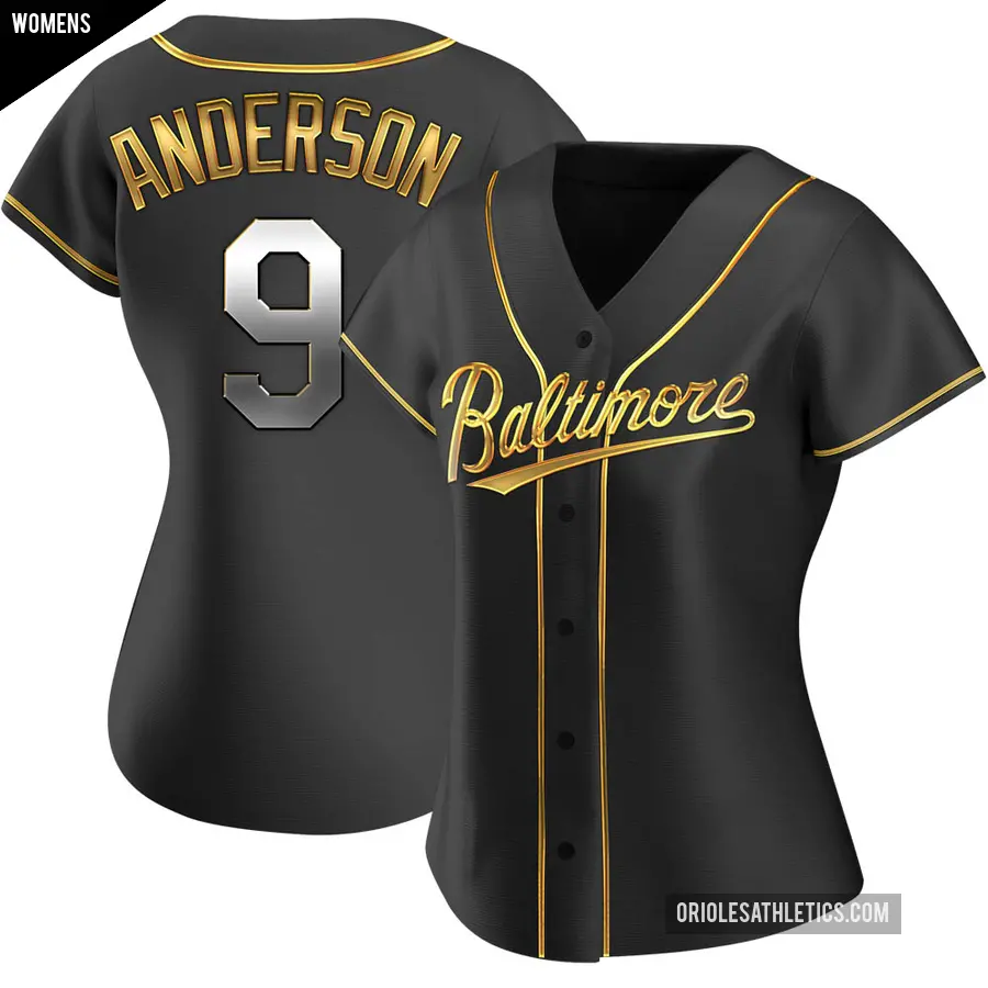Women's Baltimore Orioles ＃9 Brady Anderson Replica Gold Black en Alternate Jersey