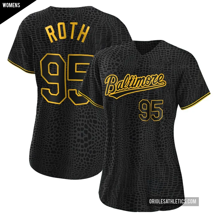 Women's Baltimore Orioles ＃95 Houston Roth Authentic Black Snake Skin City Jersey