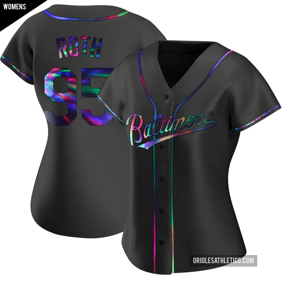 Women's Baltimore Orioles ＃95 Houston Roth Replica Black Holographic Alternate Jersey