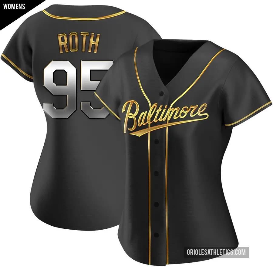 Women's Baltimore Orioles ＃95 Houston Roth Replica Gold Black en Alternate Jersey