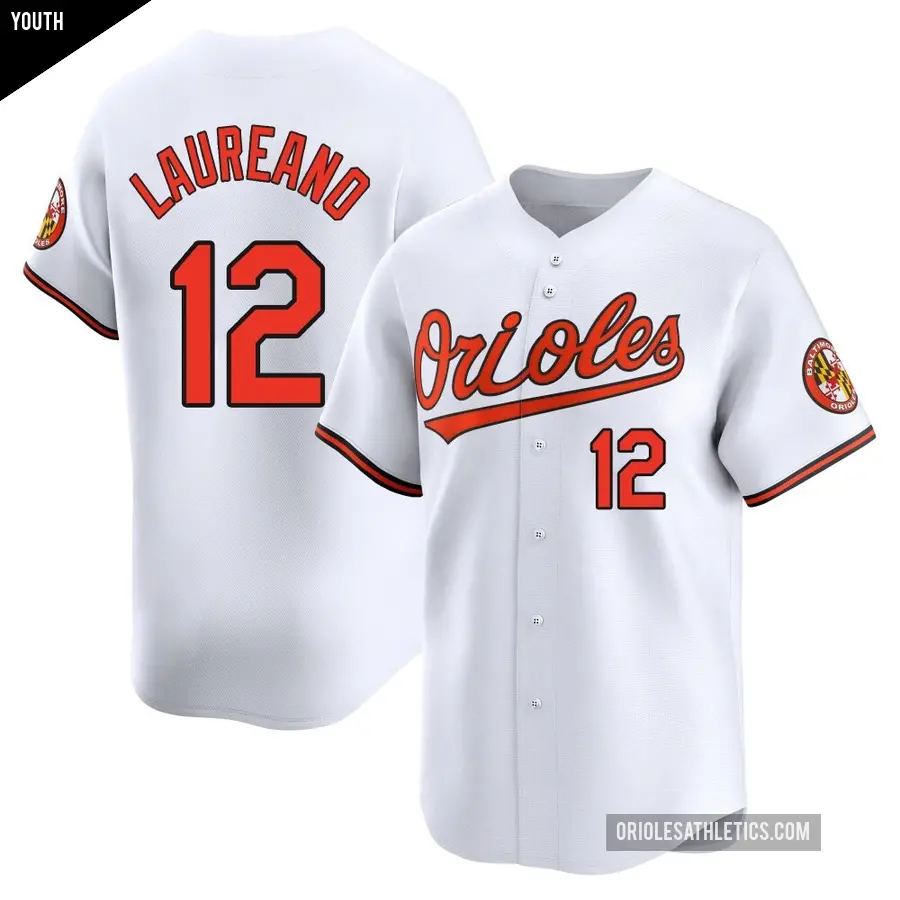 Youth Baltimore Orioles ＃12 Ramon Laureano Limited White Home Jersey