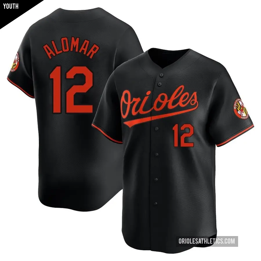 Youth Baltimore Orioles ＃12 Roberto Alomar Limited Black Alternate Jersey