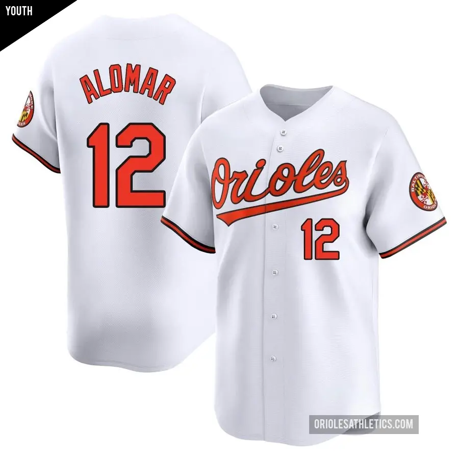 Youth Baltimore Orioles ＃12 Roberto Alomar Limited White Home Jersey