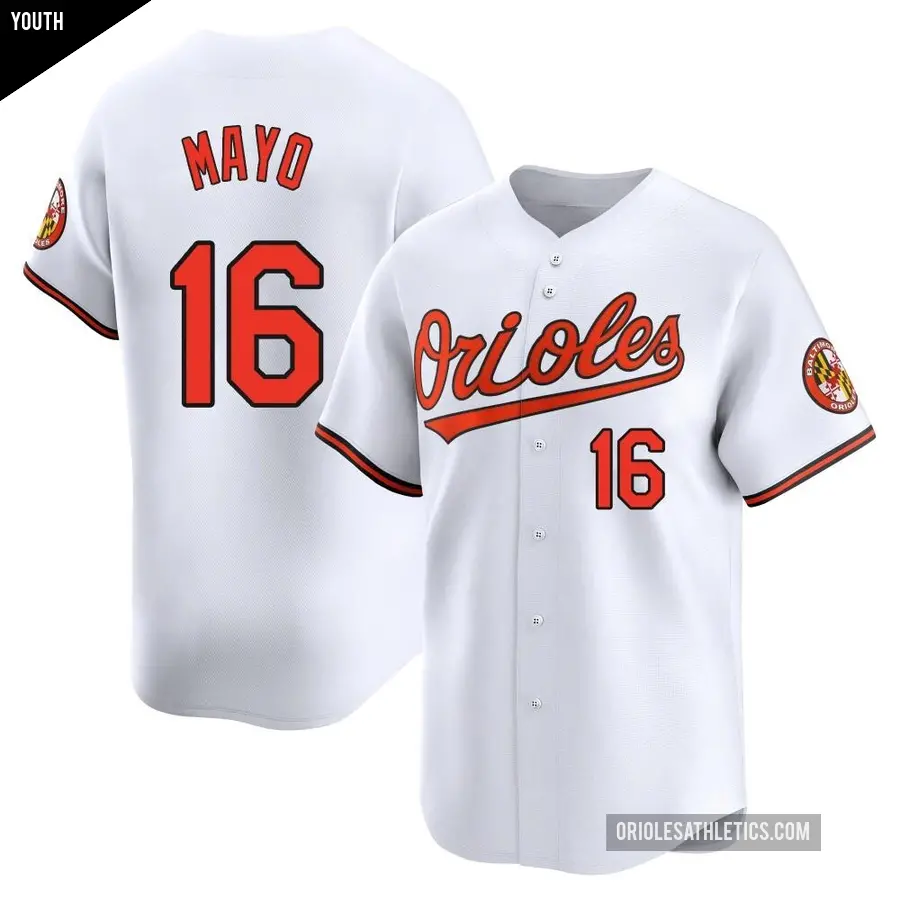 Youth Baltimore Orioles ＃16 Coby Mayo Limited White Home Jersey