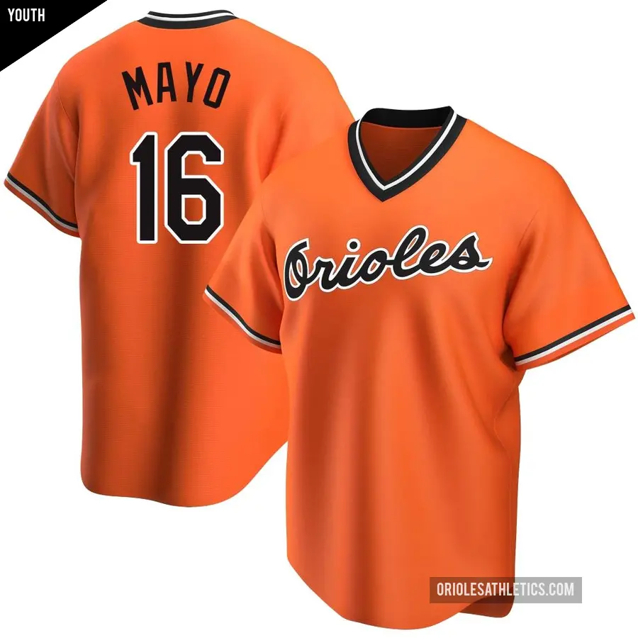 Youth Baltimore Orioles ＃16 Coby Mayo Replica Orange Alternate Cooperstown Collection Jersey