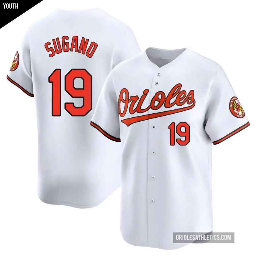 Youth Baltimore Orioles ＃19 Tomoyuki Sugano Limited White Home Jersey
