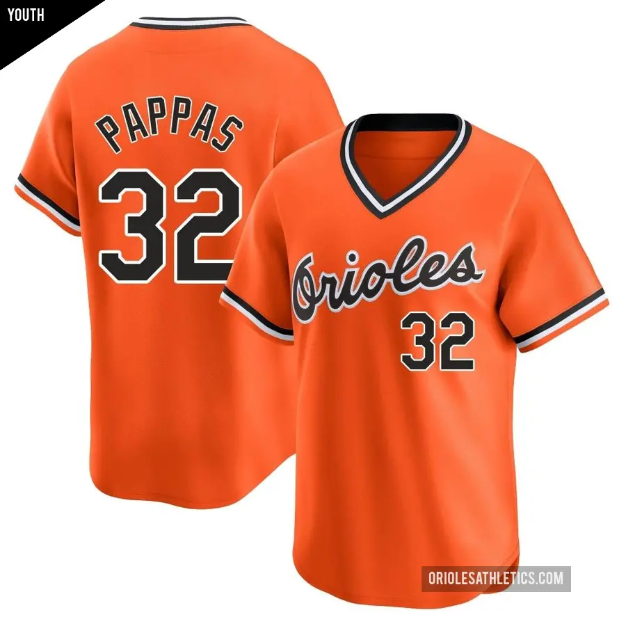 Youth Baltimore Orioles ＃32 Milt Pappas Limited Orange Cooperstown Collection Jersey