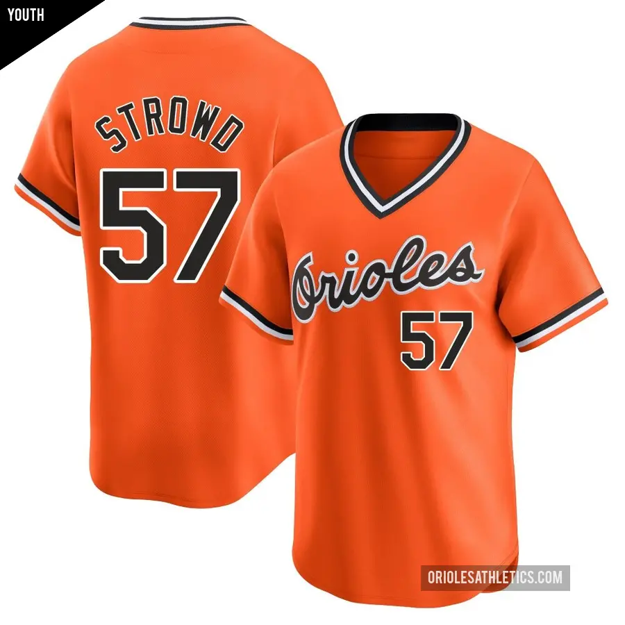 Youth Baltimore Orioles ＃57 Kade Strowd Limited Orange Cooperstown Collection Jersey