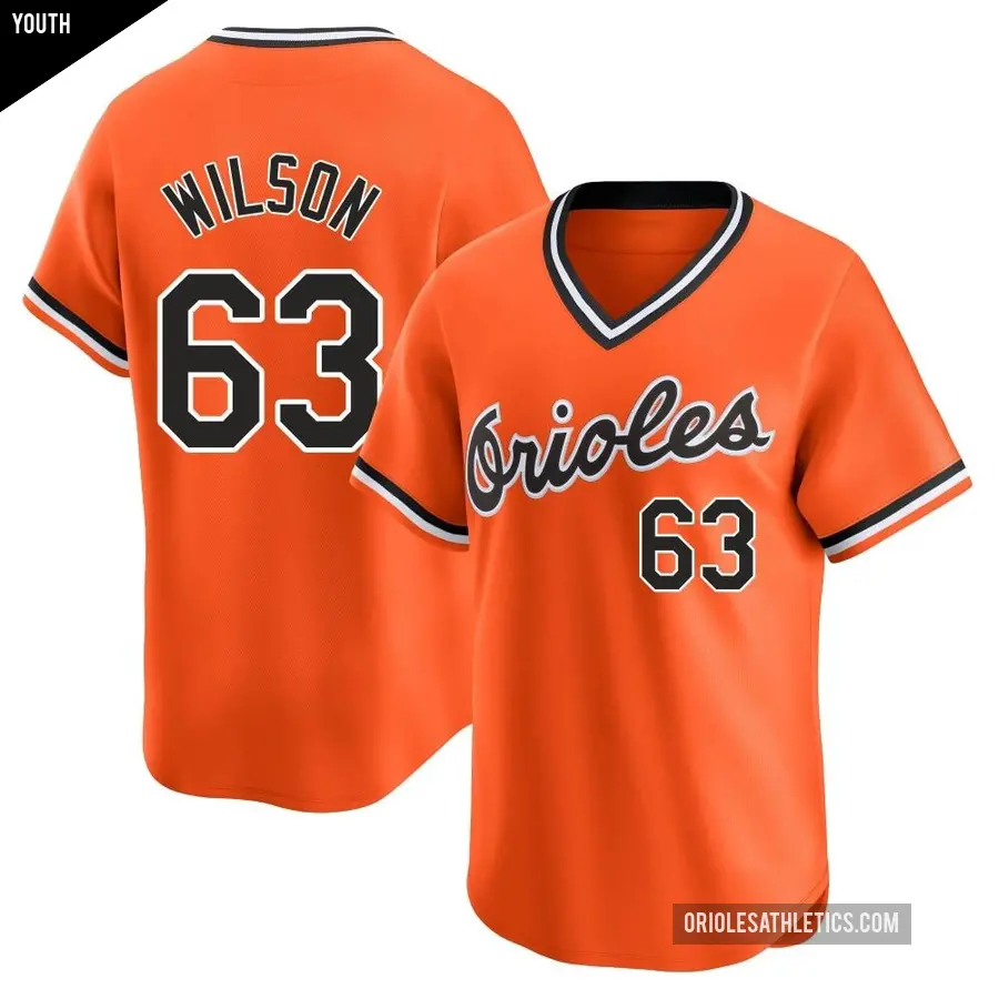 Youth Baltimore Orioles ＃63 Tyler Wilson Limited Orange Cooperstown Collection Jersey