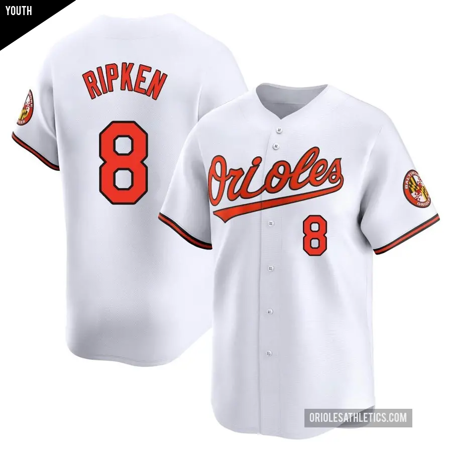 Youth Baltimore Orioles ＃8 Cal Ripken Limited White Home Jersey