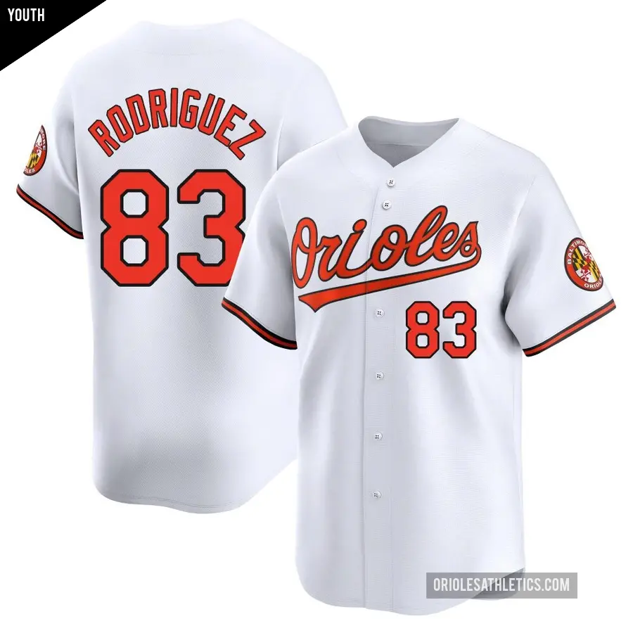 Youth Baltimore Orioles ＃83 Elvin Rodriguez Limited White Home Jersey
