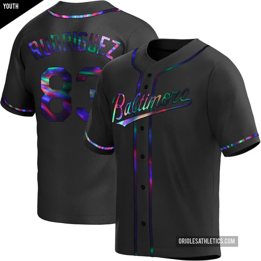Youth Baltimore Orioles ＃83 Elvin Rodriguez Replica Black Holographic Alternate Jersey