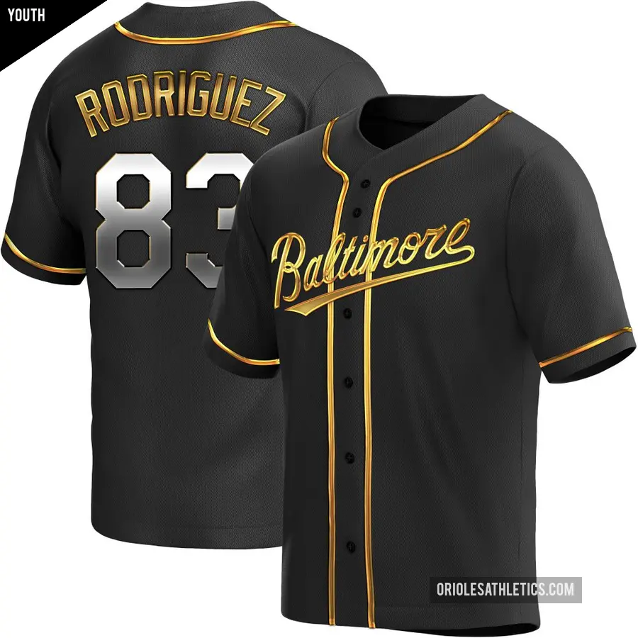 Youth Baltimore Orioles ＃83 Elvin Rodriguez Replica Gold Black en Alternate Jersey