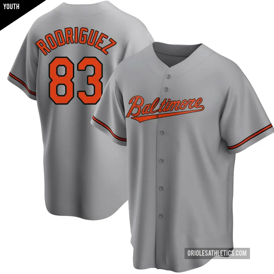 Youth Baltimore Orioles ＃83 Elvin Rodriguez Replica Gray Road Jersey