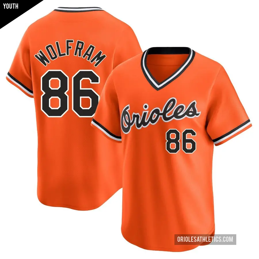 Youth Baltimore Orioles ＃86 Grant Wolfram Limited Orange Cooperstown Collection Jersey