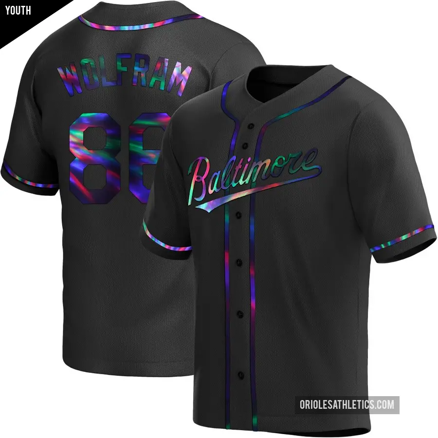 Youth Baltimore Orioles ＃86 Grant Wolfram Replica Black Holographic Alternate Jersey