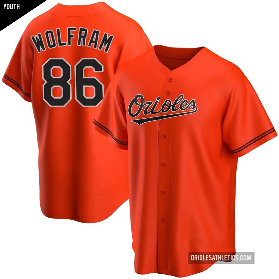Youth Baltimore Orioles ＃86 Grant Wolfram Replica Orange Alternate Jersey