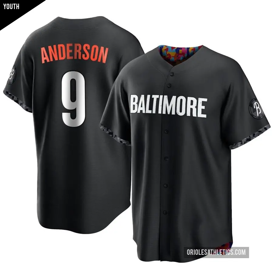 Youth Baltimore Orioles ＃9 Brady Anderson Replica Black 2023 City Connect Jersey